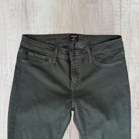 JUSTBLACK Olive Green Denim Stretch Skinny Jeans Just Black Size 30 - Picture 2 of 9